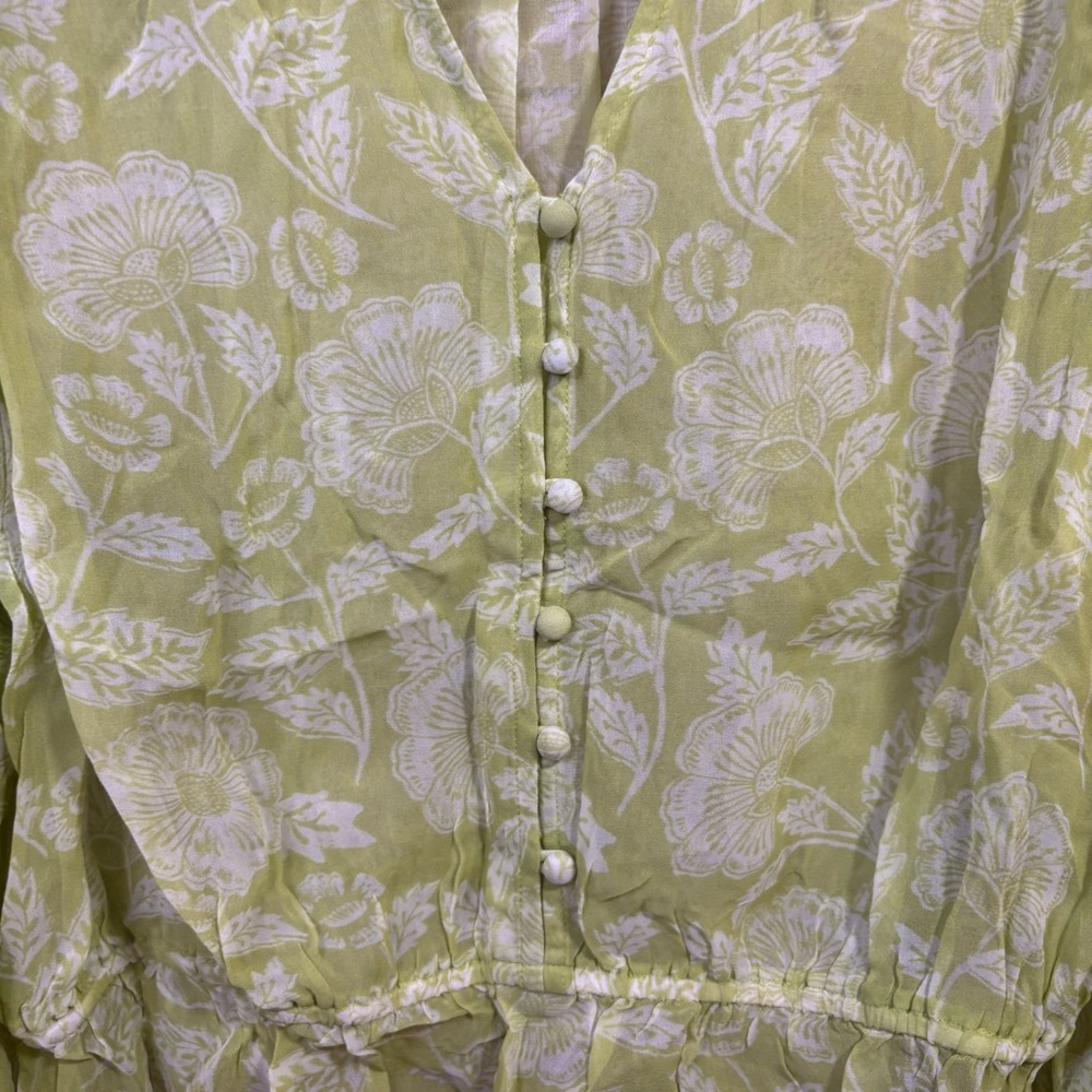 Anthropologie Light Green Floral Blouse - Picture 7 of 11